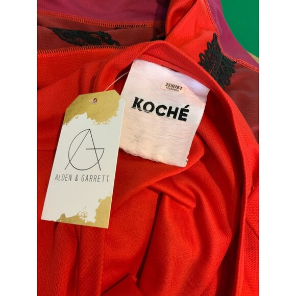 Koche Red Burgundy Violine Shift Mini Striped Dress, Size 38 | 8 $655 - Picture 6 of 6